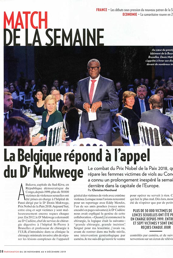 La Belgique répond à l’appel du Docteur Mukwege.